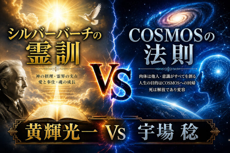 シルバーバーチの霊訓ＶＳ「ＣＯＳＭＯＳの法則」「黄輝光一ＶＳ宇場稔」